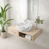 Immagine 2/3 - BERGAMO-M || lavabo da appoggio, ceramica, bianco, effetto marmo, arrotondato