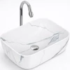 Immagine 1/3 - BERLIN-M || lavabo da appoggio, ceramica, bianco, effetto marmo, rettangolare