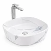 Immagine 1/3 - BERGAMO-M SLIM || lavabo da appoggio, ceramica, bianco, effetto marmo, arrotondato