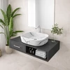 Immagine 2/3 - BERGAMO-M SLIM || lavabo da appoggio, ceramica, bianco, effetto marmo, arrotondato