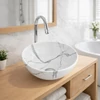 Immagine 2/3 - PARMA-M || lavabo da appoggio, ceramica, bianco, effetto marmo, rotondo