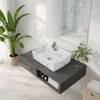 Immagine 2/3 - LINZ-M || lavabo da appoggio, ceramica, bianco, effetto marmo, quadrato