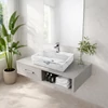 Immagine 2/3 - LEER-M || lavabo da appoggio, ceramica, bianco, effetto marmo, quadrato