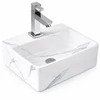 Immagine 1/3 - LAGE-M || lavabo da appoggio, ceramica, bianco, effetto marmo, quadrato