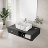 Immagine 2/3 - LAGE-M || lavabo da appoggio, ceramica, bianco, effetto marmo, quadrato