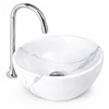 Immagine 1/3 - ASTI-M || lavabo profondo da appoggio, ceramica, bianco, effetto marmo, rotondo