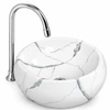 Immagine 1/3 - BARI-M || lavabo da appoggio, ceramica, bianco, effetto marmo, rotondo