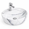 Immagine 1/3 - MONTERO-M 40 || lavabo da appoggio, ceramica, bianco, effetto marmo, arrotondato