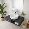 Immagine 2/3 - MONTERO-M 40 || lavabo da appoggio, ceramica, bianco, effetto marmo, arrotondato