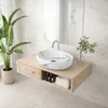 Immagine 2/3 - MONACO-M || lavabo da appoggio, ceramica, bianco, effetto marmo, ovale