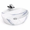 Immagine 1/3 - MONTERO-M 50 || lavabo da appoggio, ceramica, bianco, effetto marmo, arrotondato
