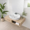 Immagine 2/3 - MONTERO-M 60 || lavabo da appoggio, ceramica, bianco, effetto marmo, arrotondato