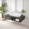 Immagine 2/3 - LIGNANO-M || lavabo da appoggio, ceramica, bianco, effetto marmo, ovale