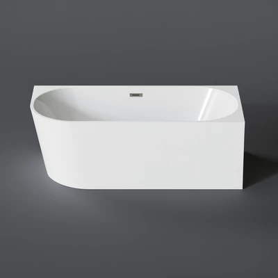 CORNER vasca da bagno semi-freestanding angolare, lato destro, bianco, 150x75x58 cm