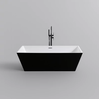 CUBE vasca da bagno freestanding, nero-bianco, 170x75x58 cm