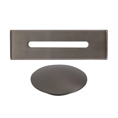 set copertura troppopieno e scarico in acciaio per vasca freestanding, gun gray