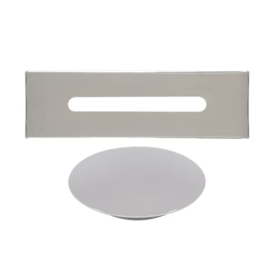 set copertura troppopieno e scarico in acciaio per vasca freestanding, silver