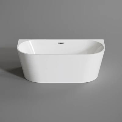 LANA vasca da bagno semi-freestanding addossata alla parete, bianco, 160x80x58 cm