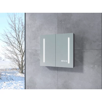 Sevilla || Grigio antracite opaco, armadietto a specchio a due ante con illuminazione LED 60 cm