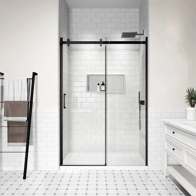 Milano Black porta doccia scorrevole, 120x195cm, 8mm