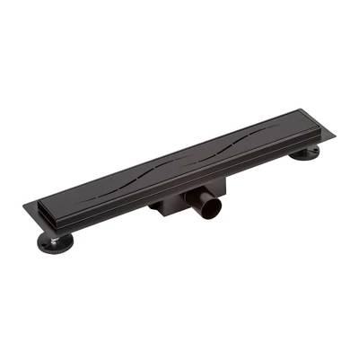 Burela nero opaco canale di scarico doccia, 50 cm