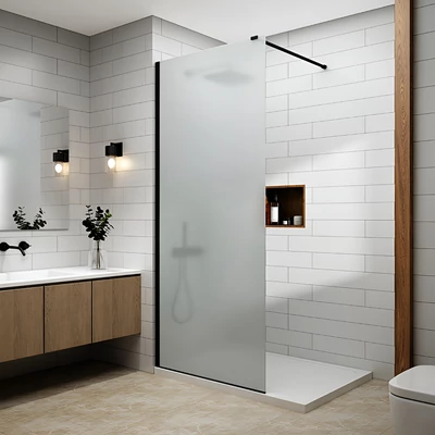 Walk-in Black parete doccia, vetro acidato opaco 50, 200cm, 8mm