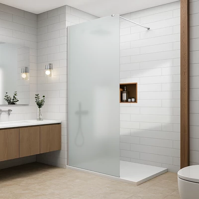 Walk-in Chrome parete doccia, vetro acidato opaco 50, 200cm, 8mm