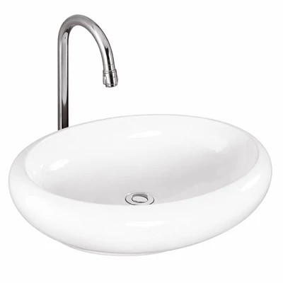 MERANO || lavabo da appoggio, ceramica, bianco, ovale