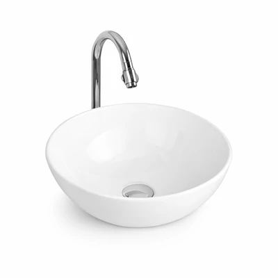 PARMA || lavabo da appoggio, ceramica, bianco, rotondo