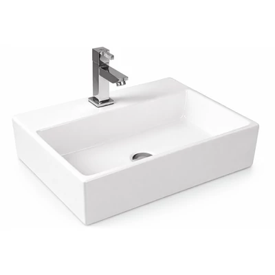 LEER || lavabo da appoggio, ceramica, bianco, quadrato