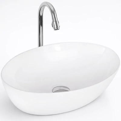 MONACO || lavabo da appoggio, ceramica, bianco, ovale