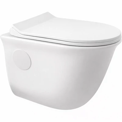 FRANKFURT || vaso WC sospeso a cacciata con sedile slim, ceramica, bianco