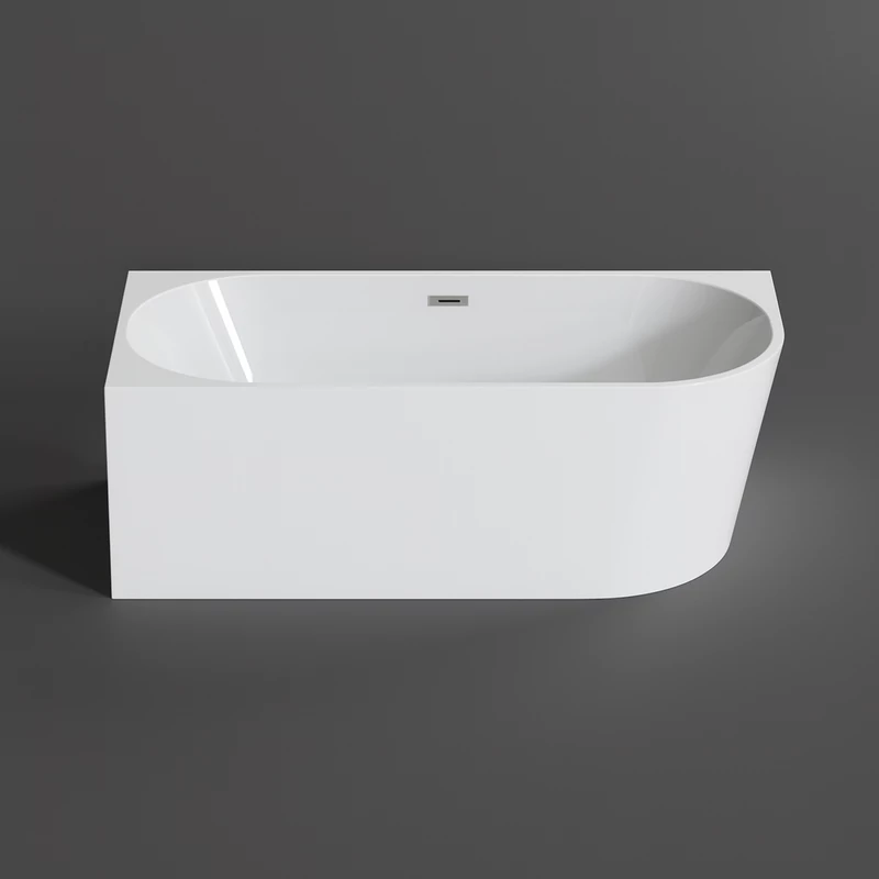 CORNER vasca da bagno semi-freestanding angolare, lato sinistro, bianco, 150x75x58 cm