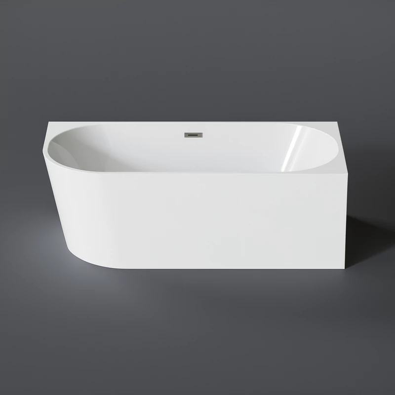 CORNER vasca da bagno semi-freestanding angolare, lato destro, bianco, 150x75x58 cm