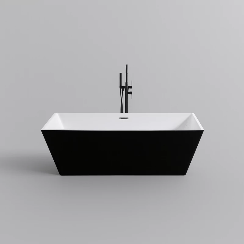 CUBE vasca da bagno freestanding, nero-bianco, 170x75x58 cm