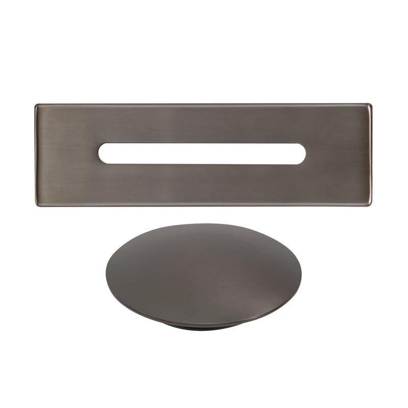 set copertura troppopieno e scarico in acciaio per vasca freestanding, gun gray