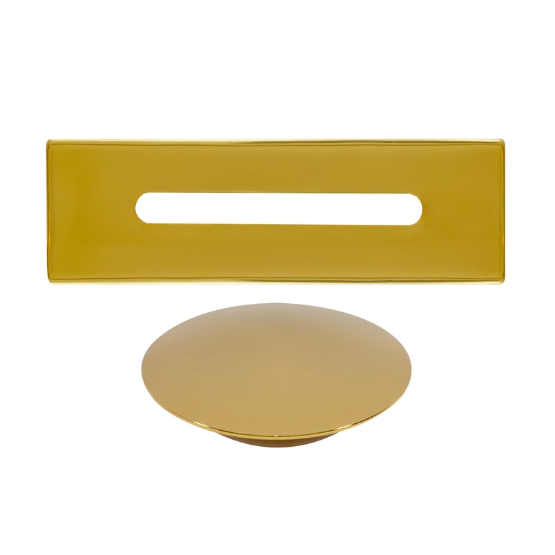 set copertura troppopieno e scarico in acciaio per vasca freestanding, gold