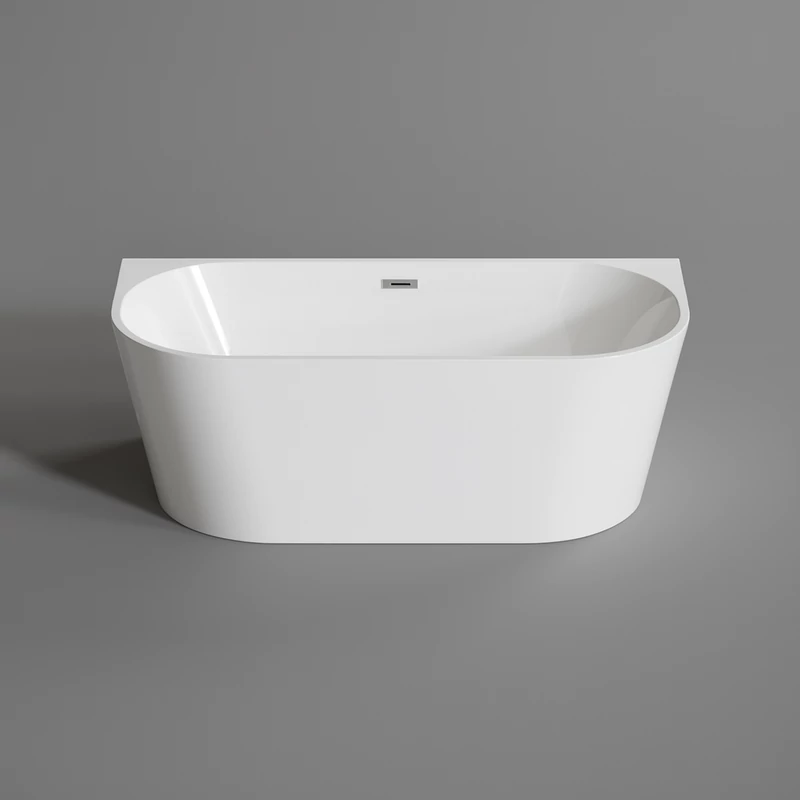 LANA vasca da bagno semi-freestanding addossata alla parete, bianco, 160x80x58 cm