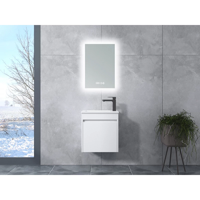 Zamora White mobile bagno con lavabo e specchio LED