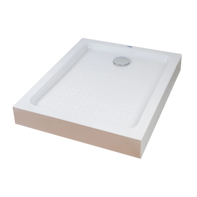Almagro 80x120x13,5 cm quadrato, piatto doccia in acrilico rettangolare con sifone