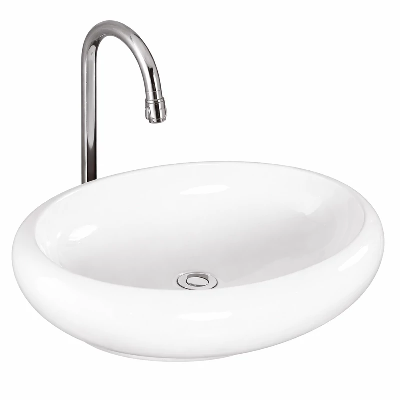 MERANO || lavabo da appoggio, ceramica, bianco, ovale