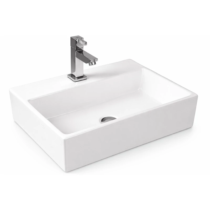 LEER || lavabo da appoggio, ceramica, bianco, quadrato
