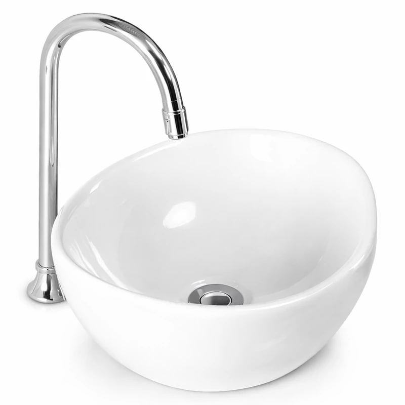 ASTI || lavabo profondo da appoggio, ceramica, bianco, rotondo
