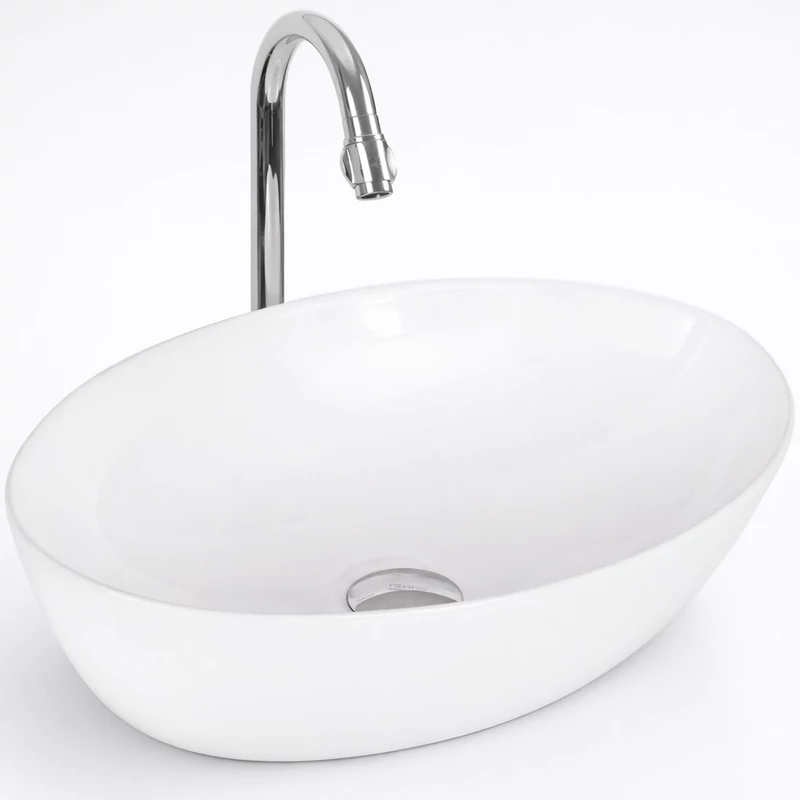MONACO || lavabo da appoggio, ceramica, bianco, ovale