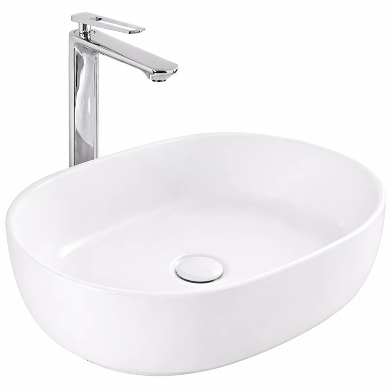 LIGNANO || lavabo da appoggio, ceramica, bianco, ovale