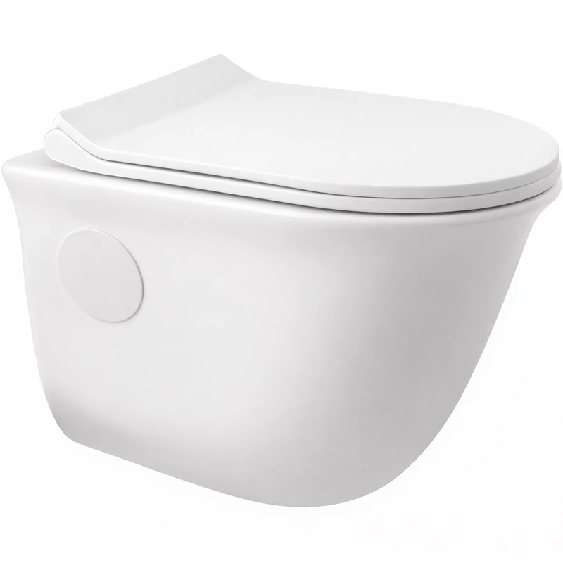 FRANKFURT || vaso WC sospeso a cacciata con sedile slim, ceramica, bianco