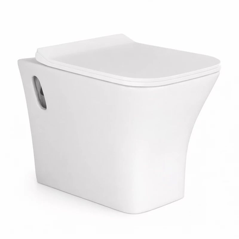 OSLO || vaso WC sospeso a cacciata con sedile slim, ceramica, bianco